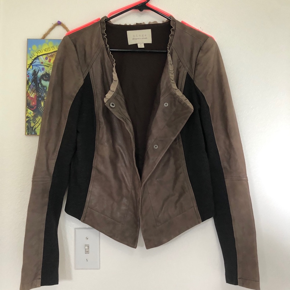 Hinge brown leather jacket